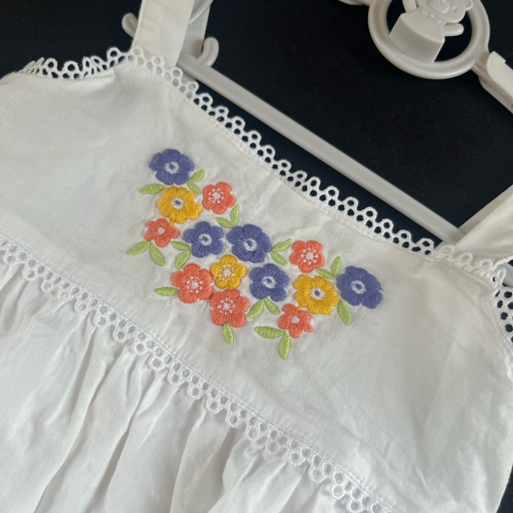 Janie and Jack White Top with Floral Embroidery (18M)